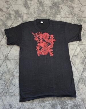 VTG Y2K Black & red dragon graphic tee Size Large Deadstock Dragon Ed Hayes 1979